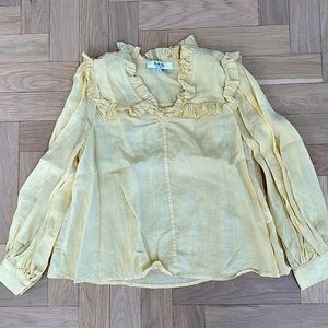 Sea New York Yellow Ruffle Button Down Shirt